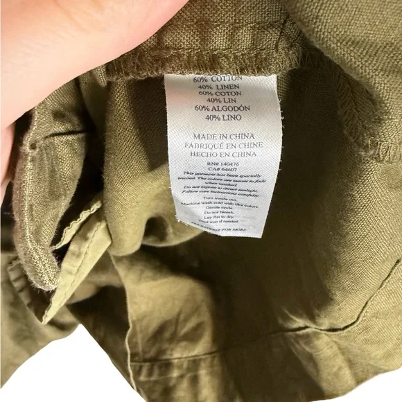 ✨ Faherty Palos Verdes Shirt Dress Olive Green Linen Blend Small ✨ - Picture 5 of 6